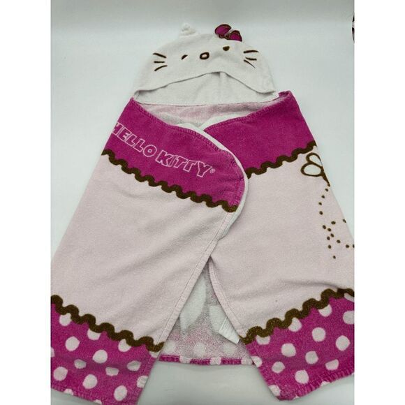 Hello Kitty Baby Towel with Hood Towel Wrap 46 x 23 Bath Towel Multicolored OS - Picture 4 of 12